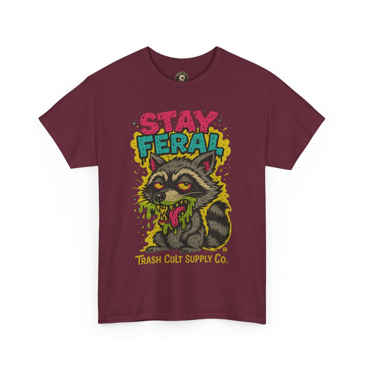 Stay Feral Raccoon Lowbrow Tee – Trash Cult Supply Co. | Gildan 5000