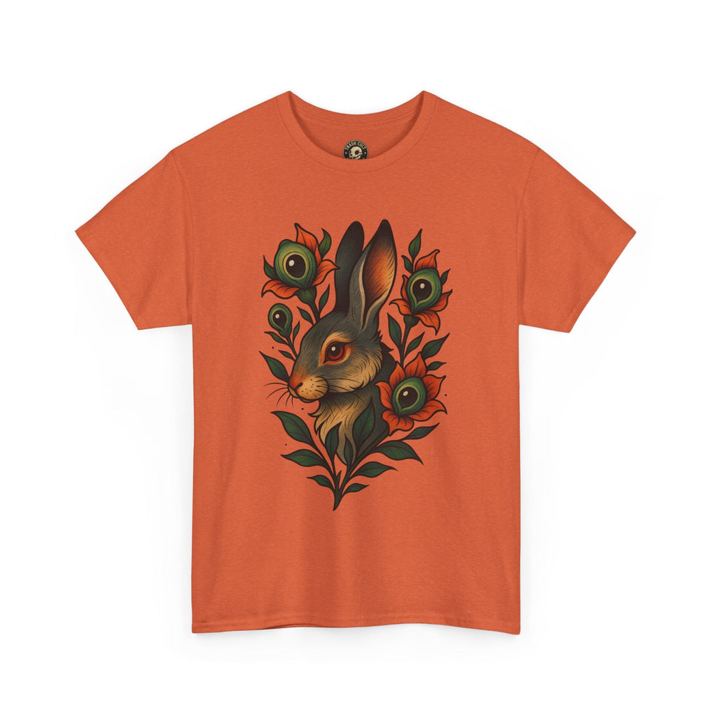 Whimsical Rabbit Floral Tee, Nature Lover Gift, Casual Wear, Eco-Friendly Fashion, Unique Graphic T-Shirt, Year-Round Style