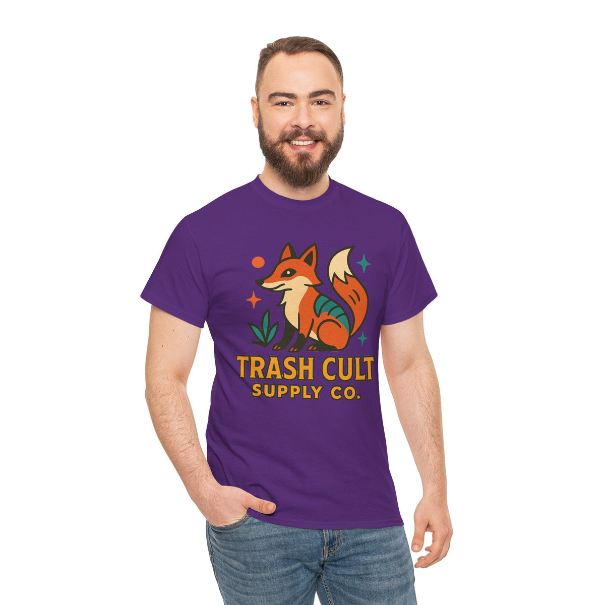 Trash Cult Fox Unisex Heavy Cotton Tee - Eco-Friendly Fashion Statement, Perfect for Nature Lovers, Casual Wear, Gifts, and Festivals