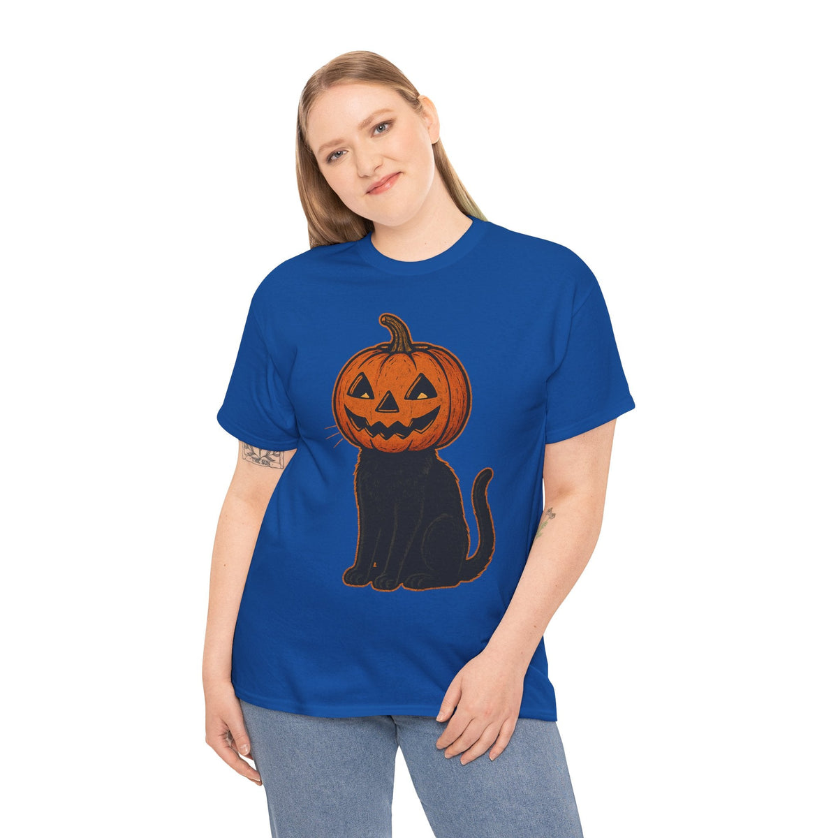 Black Cat Pumpkin Head Halloween T-Shirt – Jack O’Lantern Cat Design