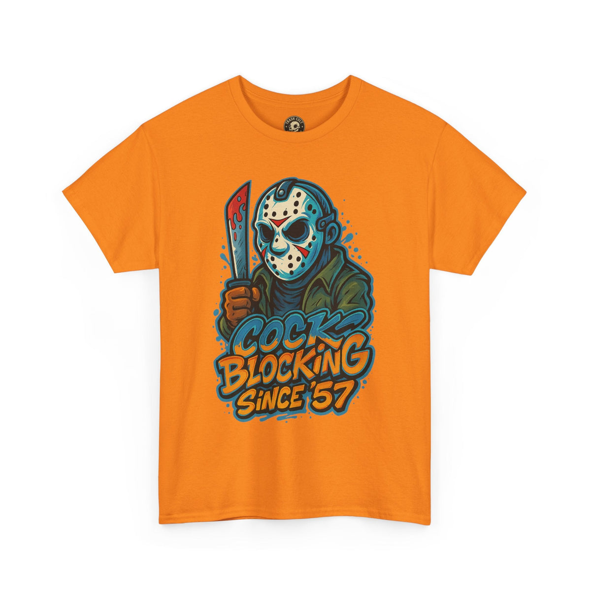 Jason Voorhees “Cock Blocking Since ’57” Funny Horror T-Shirt – Gildan 5000 | Slasher Meme Graphic Tee