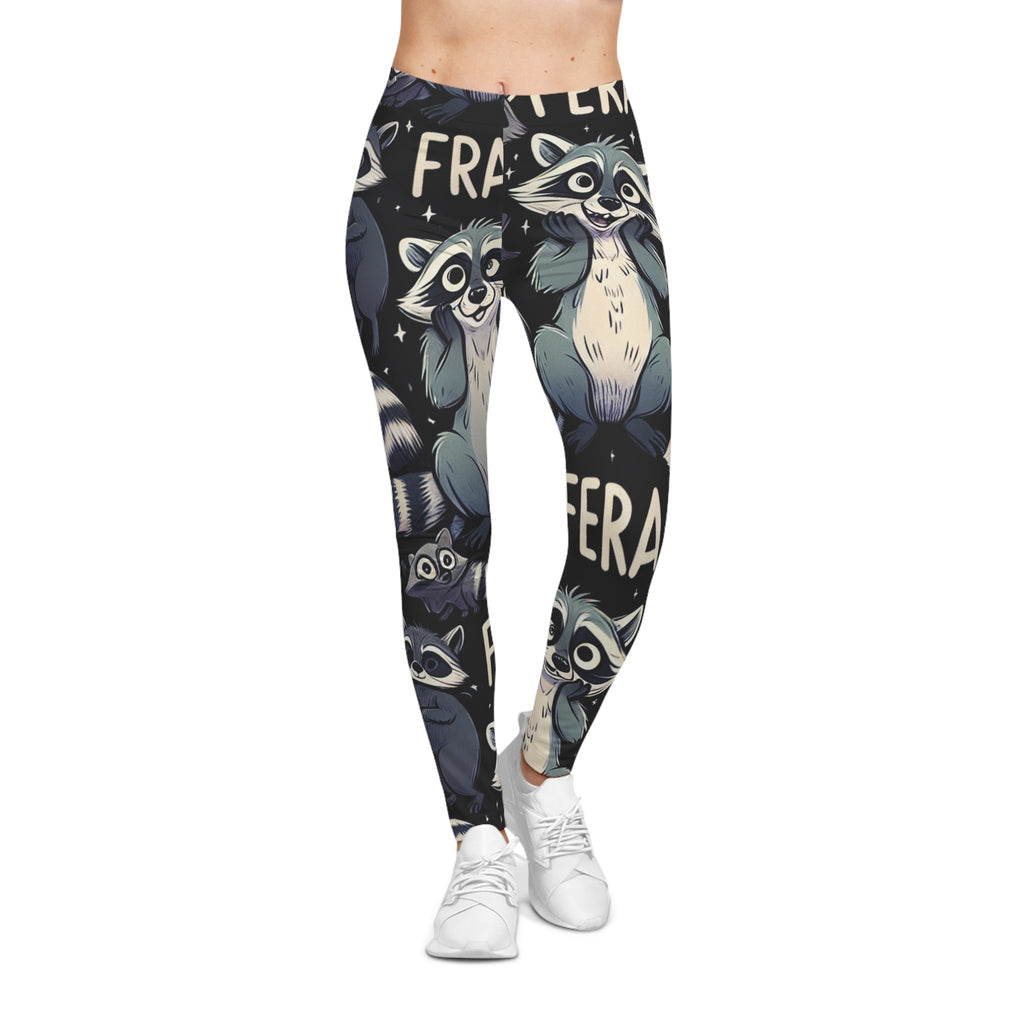 Feral Raccoon Women's Casual Leggings, Cute Animal Print Leggings, Stylish Everyday Wear, Gift for Animal Lovers, Cozy Activewear