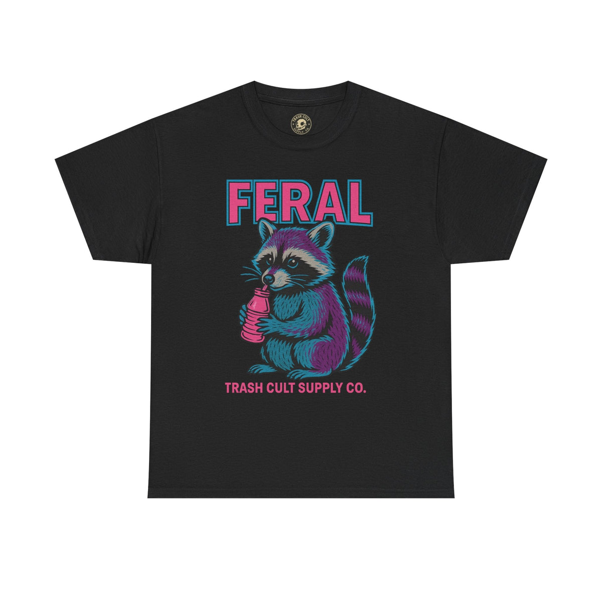 FERAL Raccoon 80s Retro Shirt – Trash Cult Supply Co. – Gildan 5000 Tee