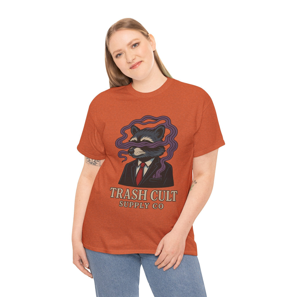 Suited Raccoon Smoke Design – Trash Cult Supply Co | Bold Graffiti Tattoo Tee