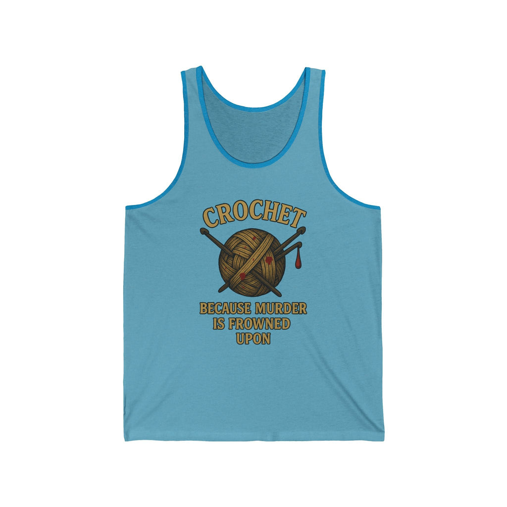Crochet Humor Unisex Jersey Tank - Perfect Gift for Crafters, Summer Wear, DIY Lovers, Funny Crochet Lovers, Crafter's Apparel