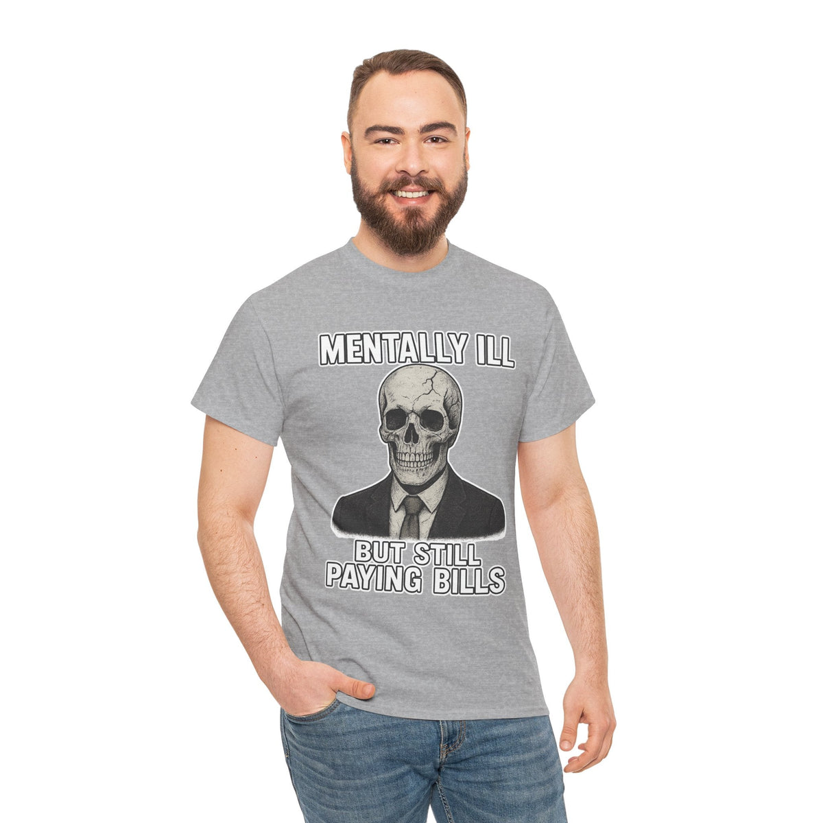 Mental Health Awareness Tee, Unisex Skull Shirt, Funny Graphic Tee, Quirky Casual Wear, Gifts for Friends, Halloween Apparel