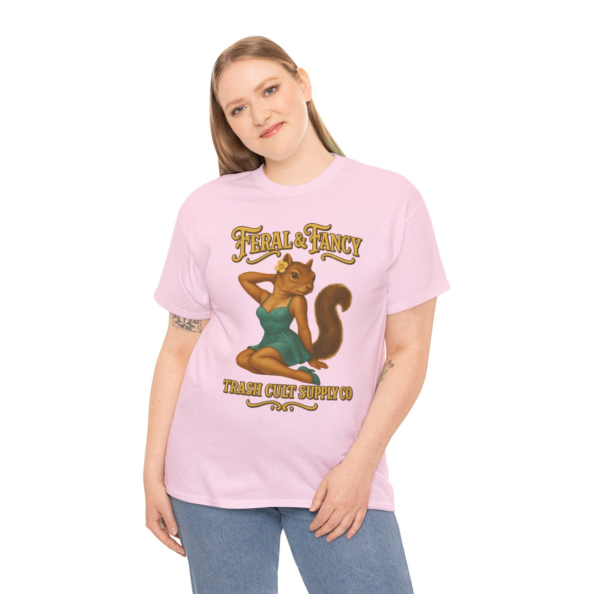 Feral & Fancy Pin-Up Squirrel Shirt – Vintage 1950s Style | Trash Cult Supply Co | Gildan 5000