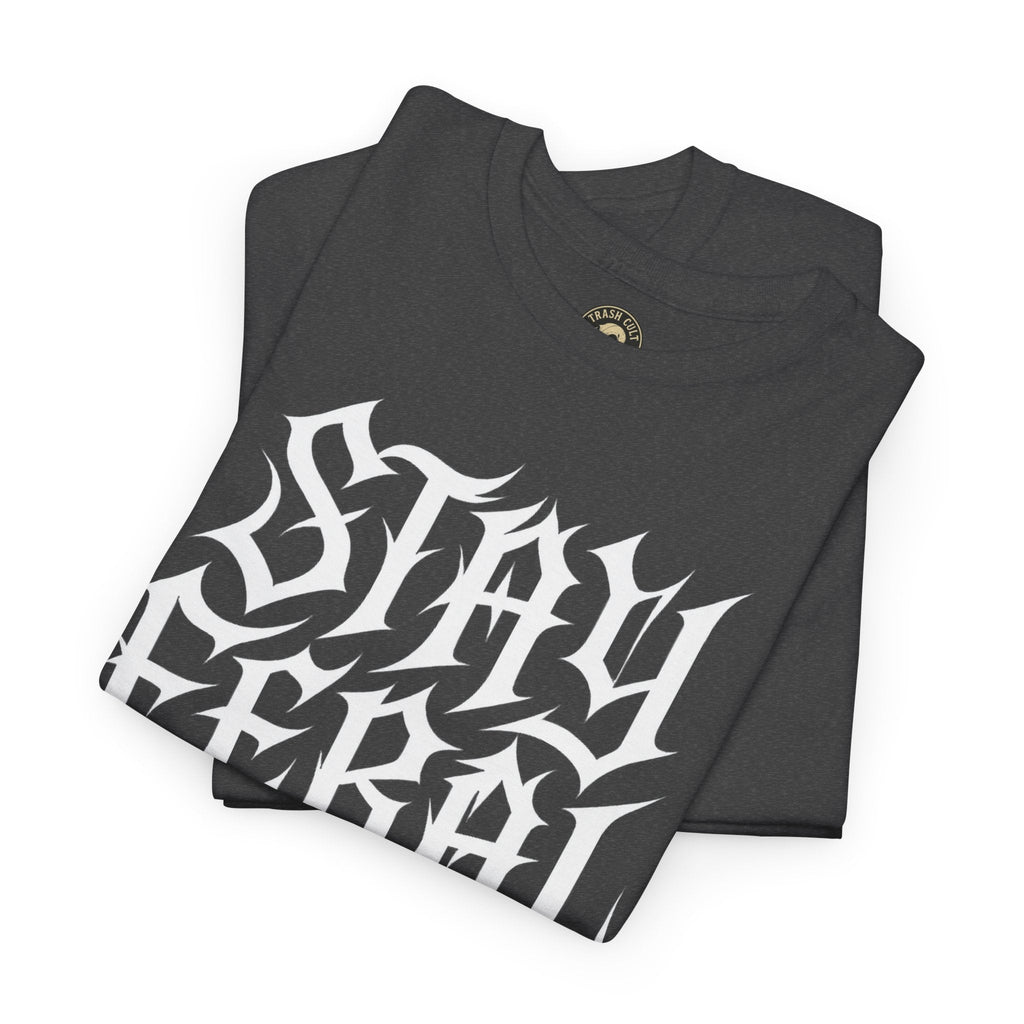 Unisex Heavy Cotton Tee - Stay Feral Graphic Tee, Streetwear Shirt, Gift for Wild Spirits, Eco-Friendly Casualwear, Summer Fashion