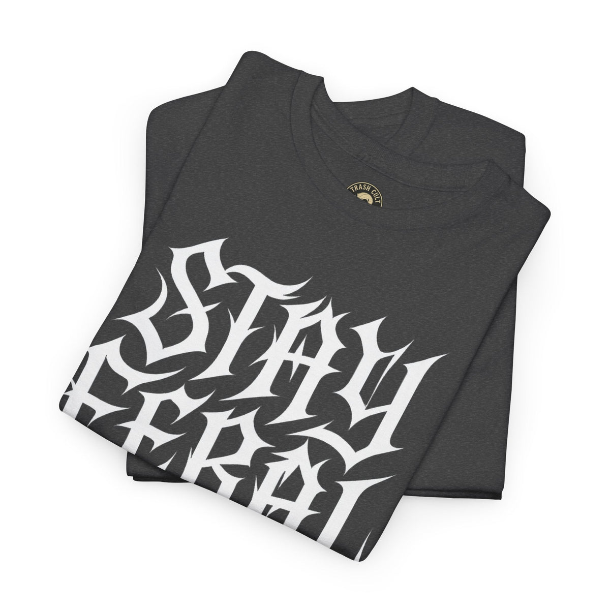 Unisex Heavy Cotton Tee - Stay Feral Graphic Tee, Streetwear Shirt, Gift for Wild Spirits, Eco-Friendly Casualwear, Summer Fashion
