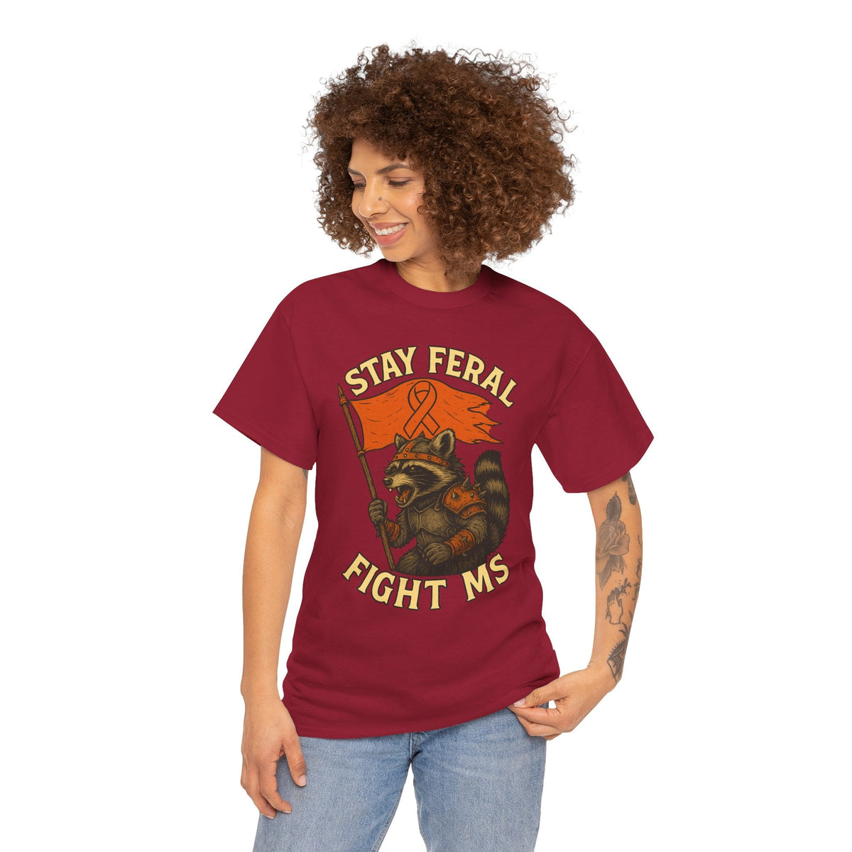 Stay Feral Fight MS Raccoon warrior shirt