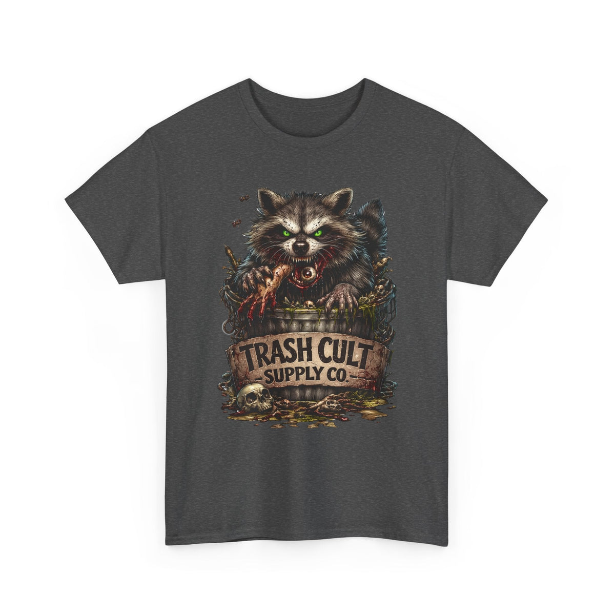 Raccoon 'Trash Cult Supply Co.' Graphic Tee — Vintage Grunge Animal Streetwear