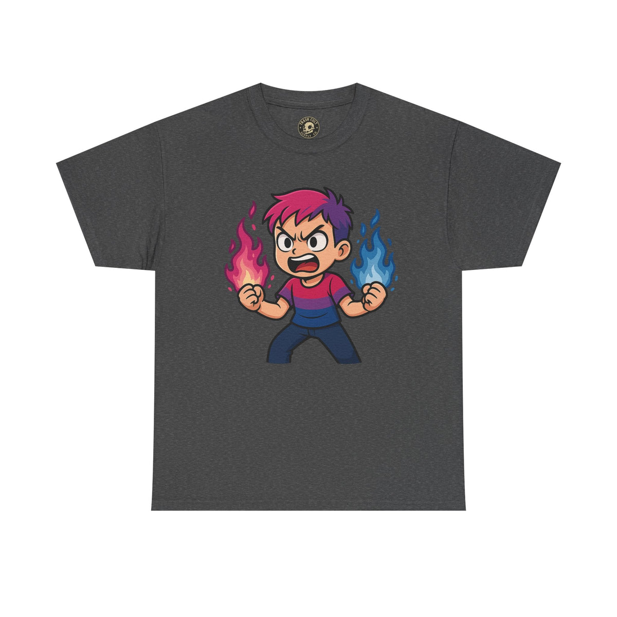Bi-Furious Cartoon Pride Tee – Unisex Heavy Cotton Shirt for Gamers, Comic Fans & LGBTQ+ Allies