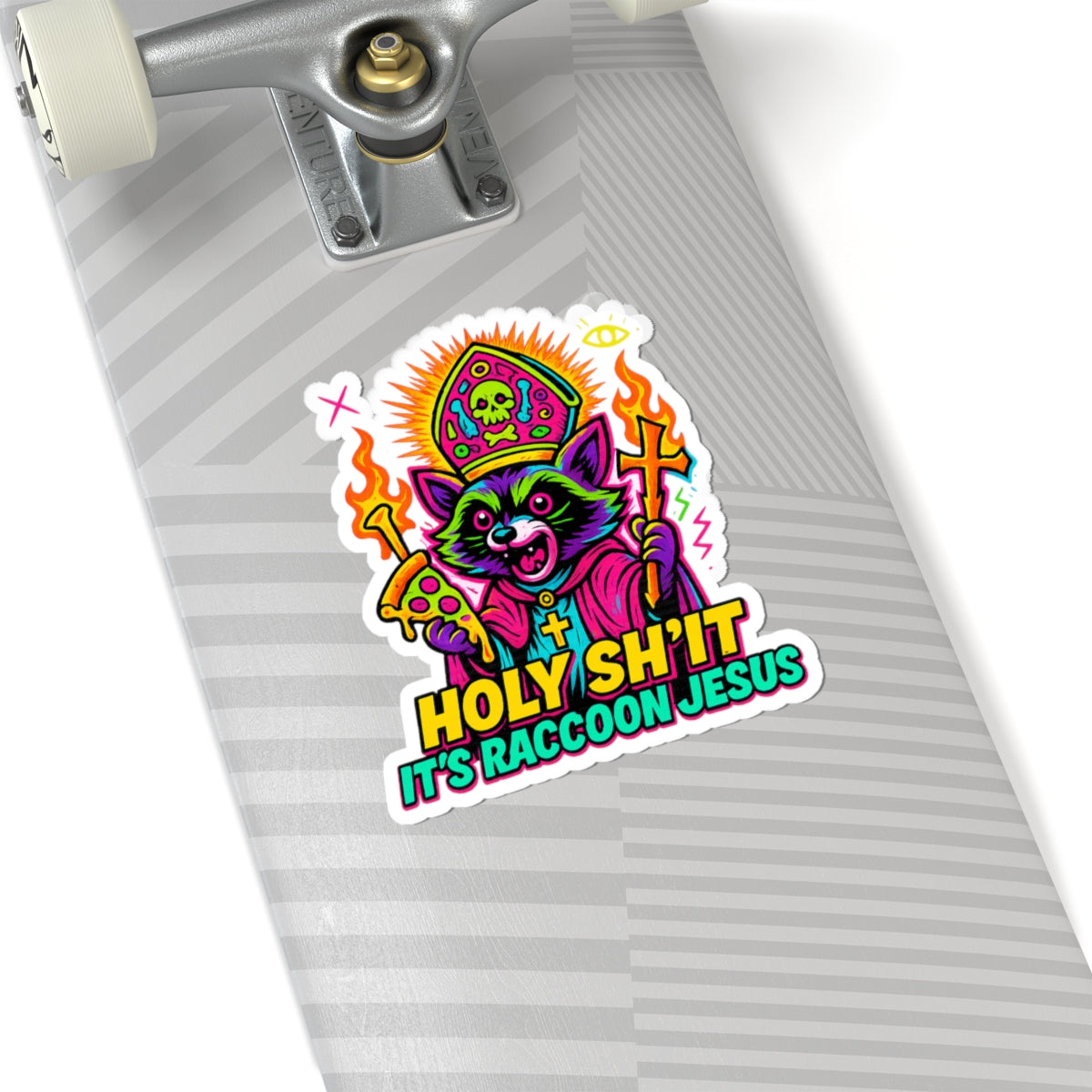 Holy Sh*t, It’s Raccoon Jesus – Limited Edition Kiss Cut Sticker | Illuminasty Drop
