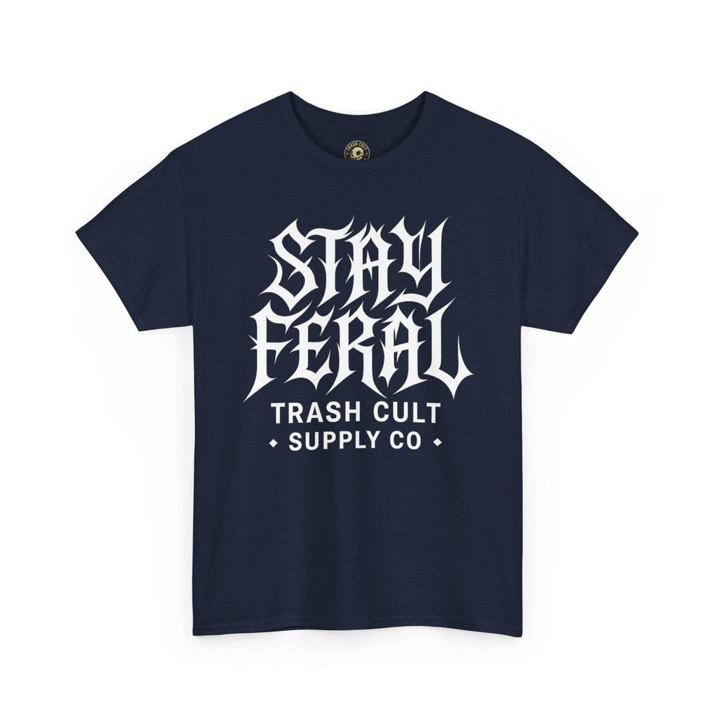 Unisex Heavy Cotton Tee - Stay Feral Graphic Tee, Streetwear Shirt, Gift for Wild Spirits, Eco-Friendly Casualwear, Summer Fashion