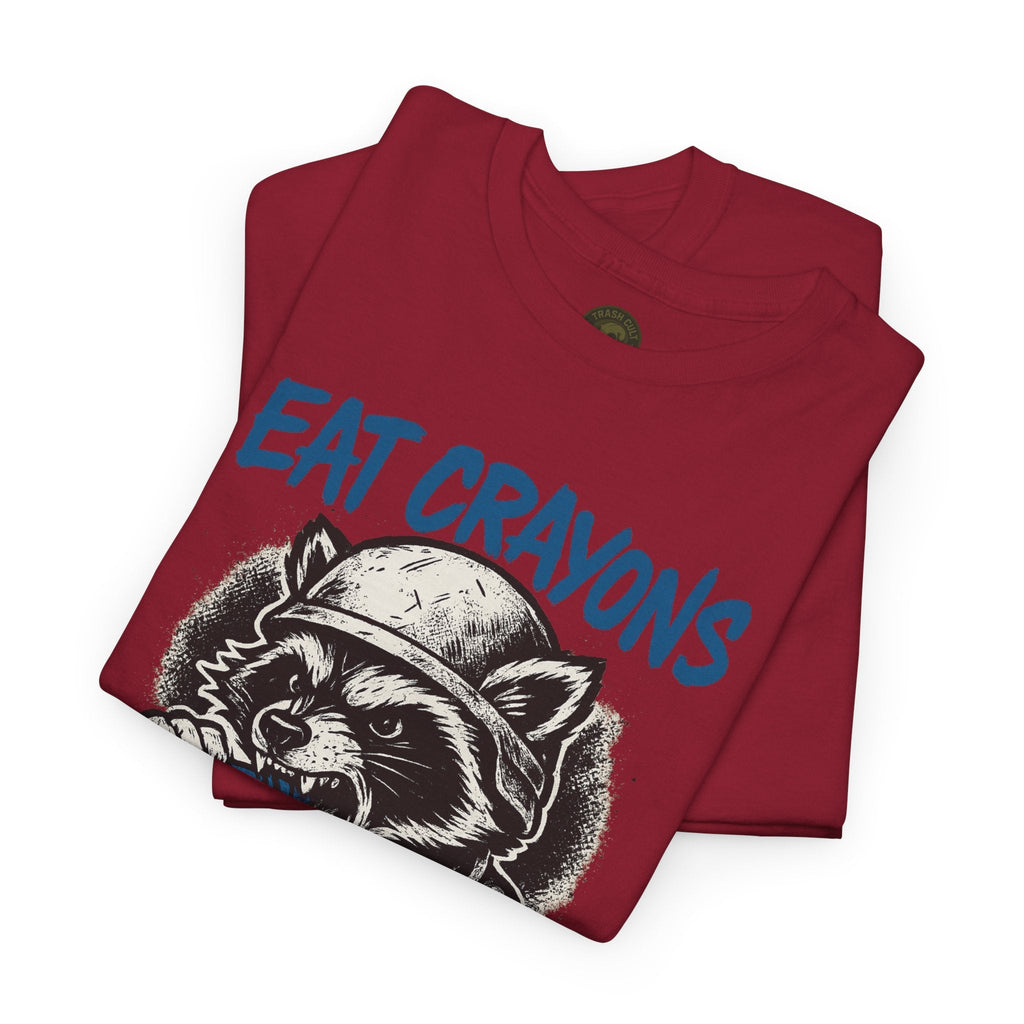 Eat Crayons Crush Skulls Stay Feral Military Raccoon Shirt – Gildan 5000