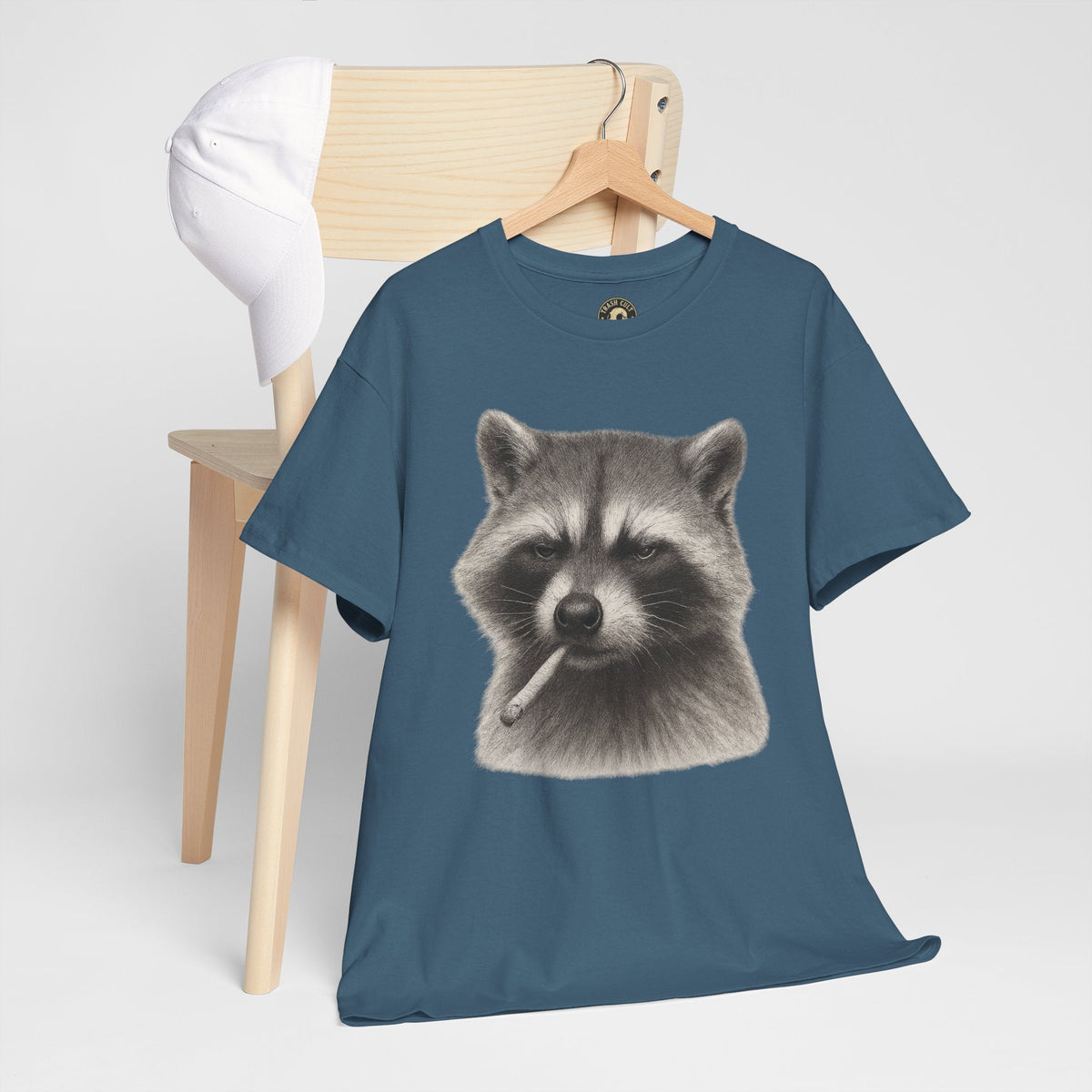 Dirty Harry Raccoon Halftone Shirt – Soft Grit Aesthetic, Smoking Trash Panda Graphic Tee