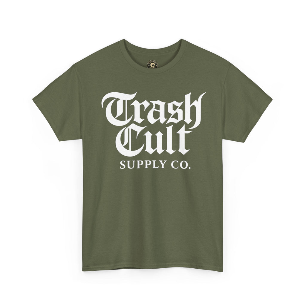 Trash Cult Gothic Logo Shirt – White Cyber Gothic Print on Gildan 5000