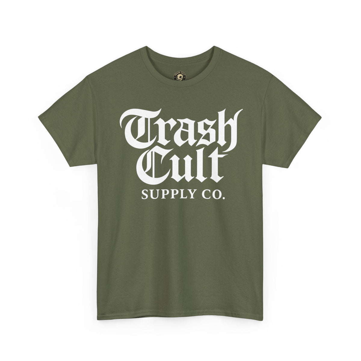 Trash Cult Gothic Logo Shirt – White Cyber Gothic Print on Gildan 5000