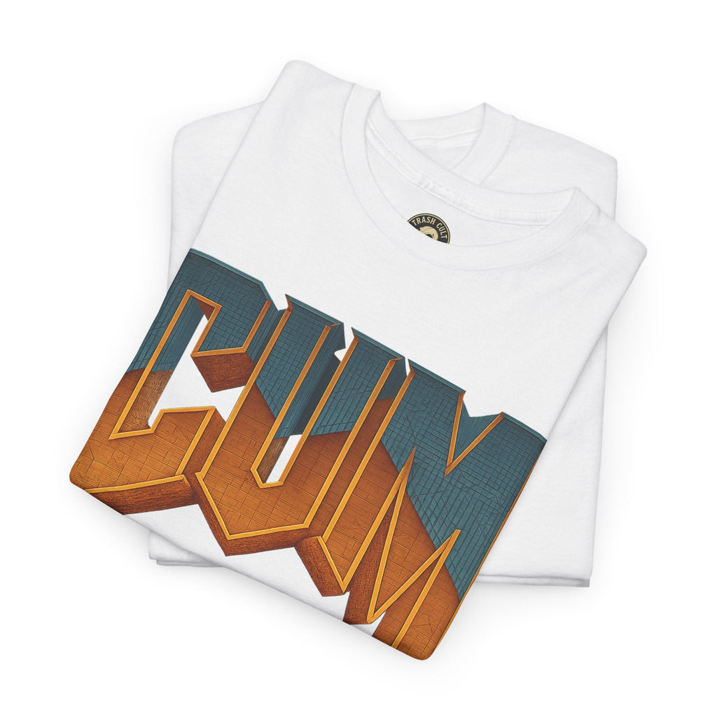 CUM Parody Metal Logo Shirt – Doom-Inspired Retro Gamer Tee on Gildan 5000