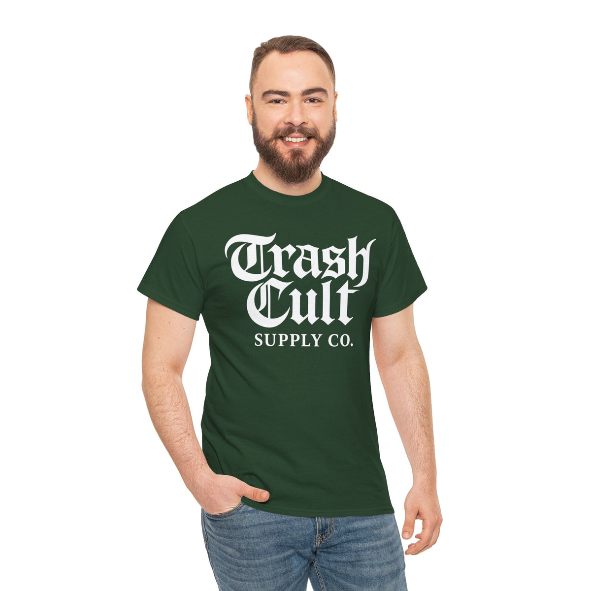 Trash Cult Gothic Logo Shirt – White Cyber Gothic Print on Gildan 5000