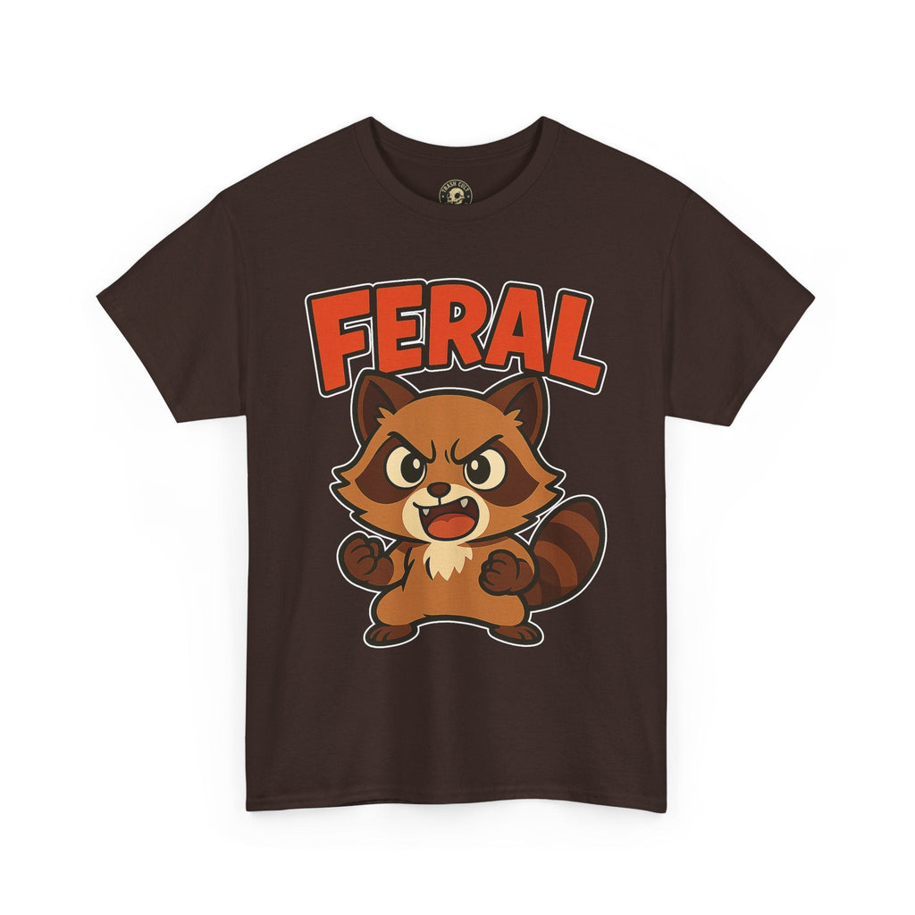 Feral Cartoon Tee - Unisex Heavy Cotton Shirt, Cute Graphic, Animal Lovers Gift, Casual Wear, Fun T-Shirt for Kids & Adults