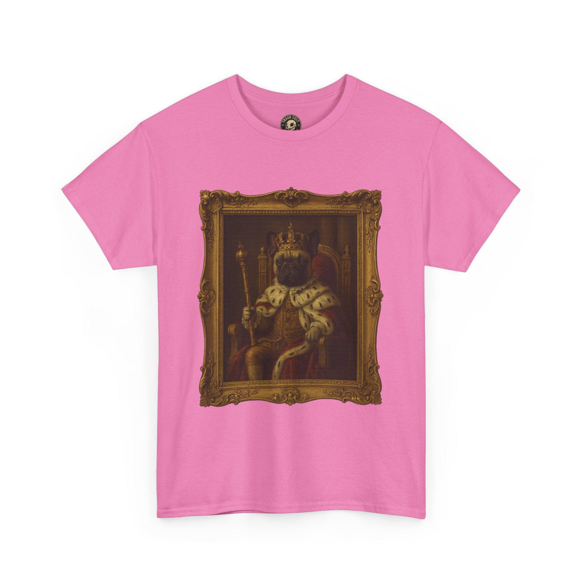 French Bulldog King Baroque Portrait Shirt – Funny Royal Dog Tee – Gildan 5000 Unisex Heavy Cotton