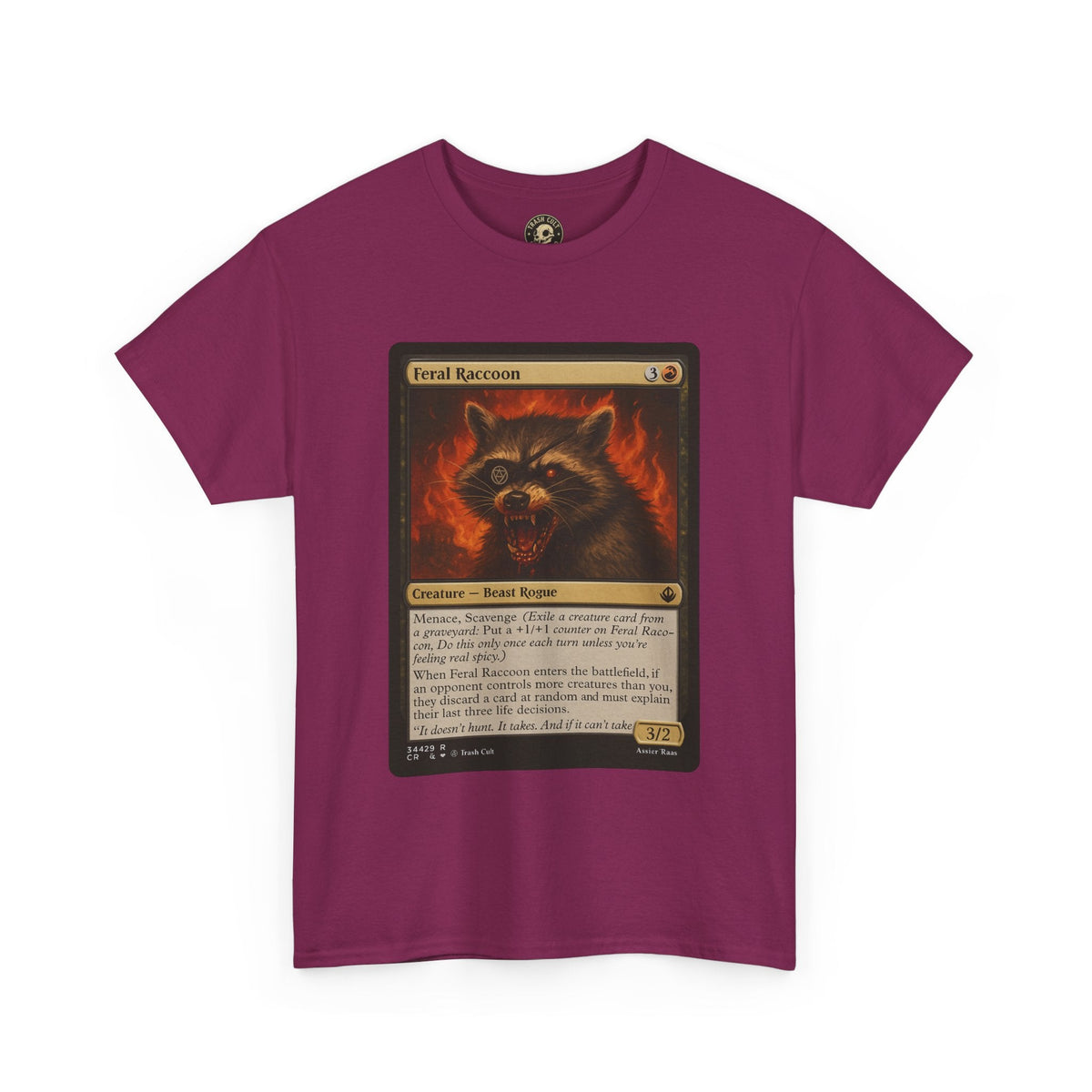Feral Raccoon Magic Card Shirt – MTG-Inspired Beast Rogue Tee, Trash Cult Creature Card, Gildan 5000 Unisex T-Shirt