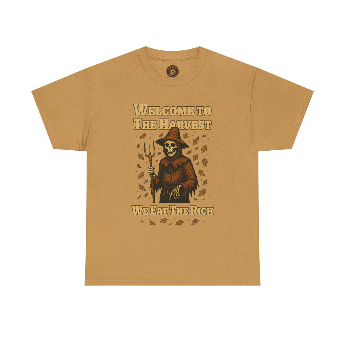 Eat the Rich Shirt – Welcome to the Harvest Skeleton Scarecrow Tee – Fall of Humanity Collection – Trash Cult Supply Co.