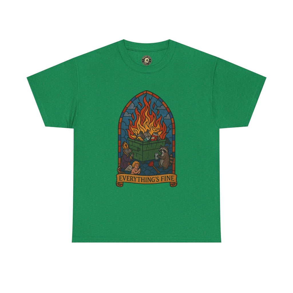 "Everything's Fine" Unisex Heavy Cotton Tee - Casual Wear, Gift for Friends, Home Decor, Everyday Style, Relaxed Fit
