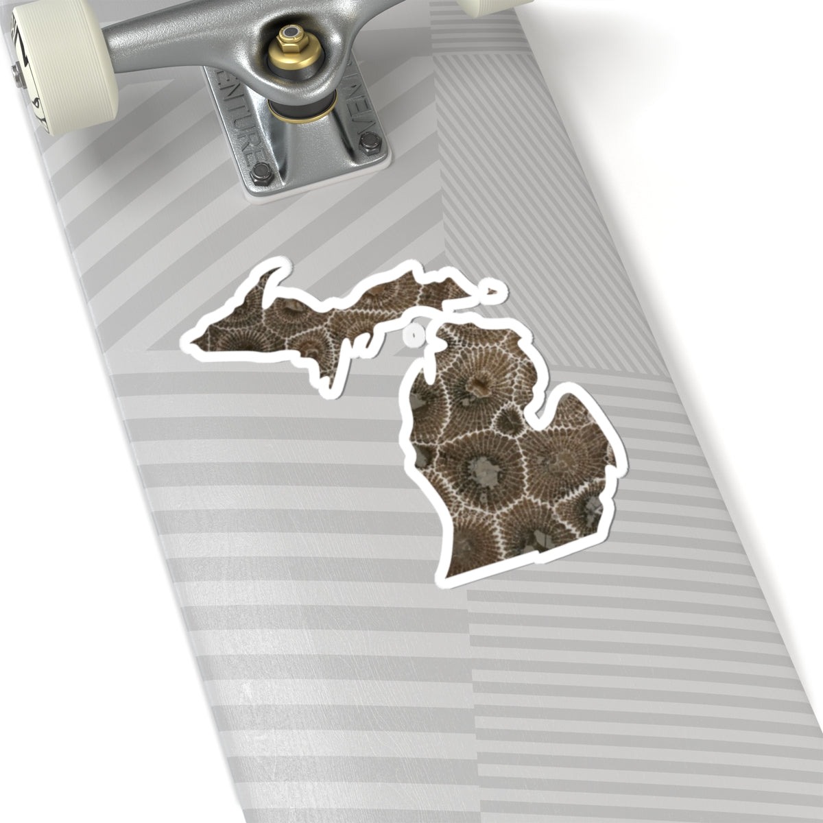 Michigan Petoskey Stone Kiss Cut Sticker – State Outline Fossil Rock Design