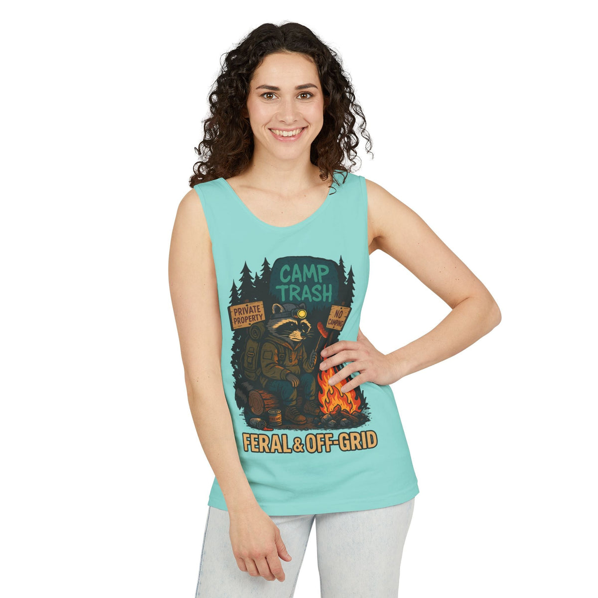 Camp Trash Raccoon Tank Top – Feral & Off-Grid Summer Shirt by Trash Cult