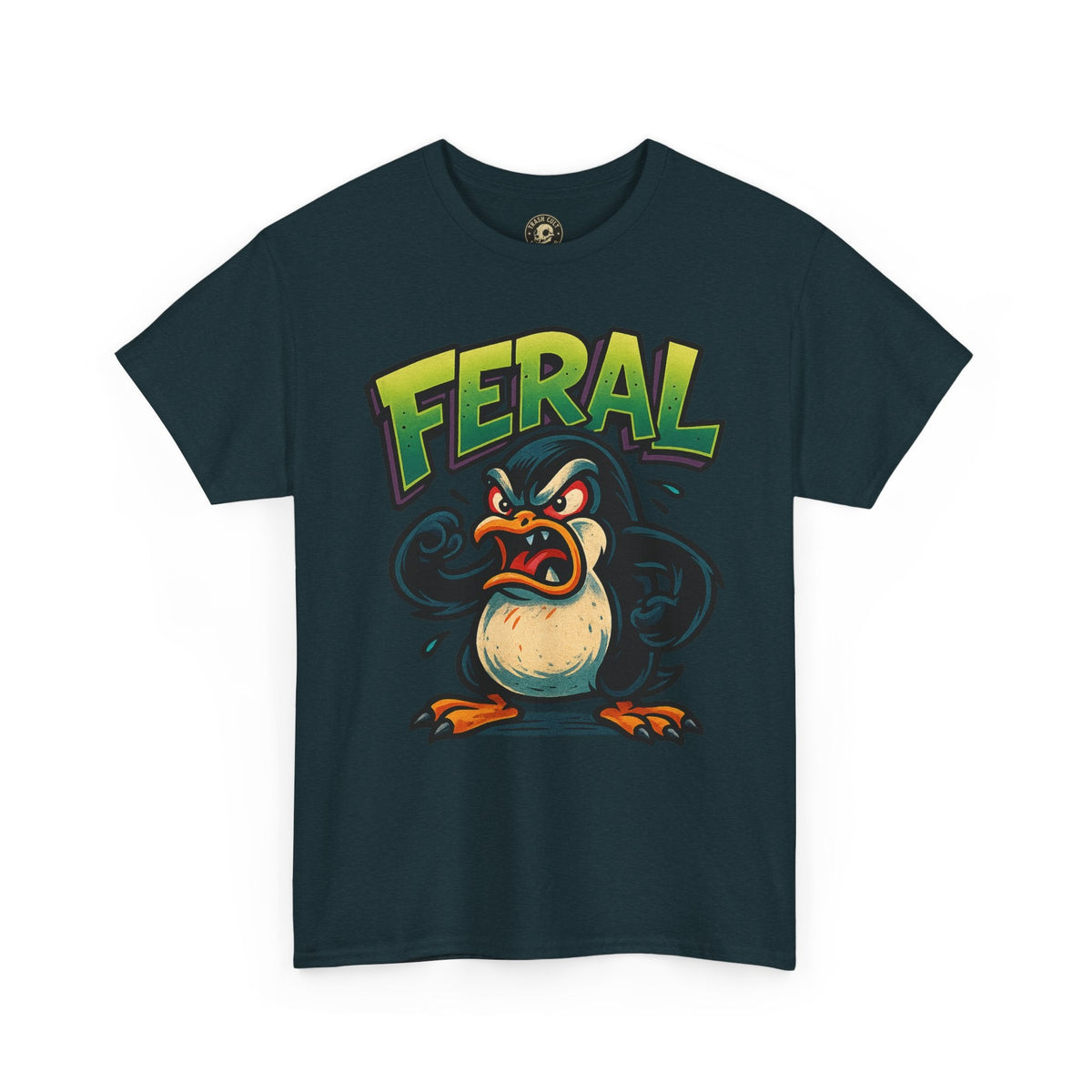 Feral Penguin T-Shirt – Funny Unisex Cotton Tee | Bold Animal Graphic Shirt, Quirky Gift Idea