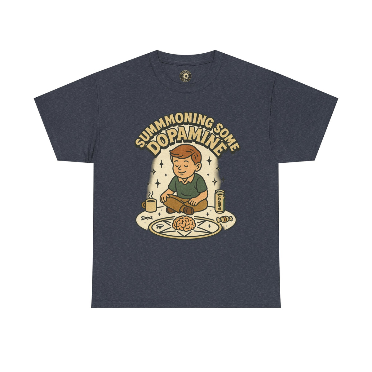 Dopamine Summoning Tee, Unisex Heavy Cotton Tee, Retro Graphic T-shirt, Gift for Gamers, Casual Wear, Funny Shirt, Everyday Style