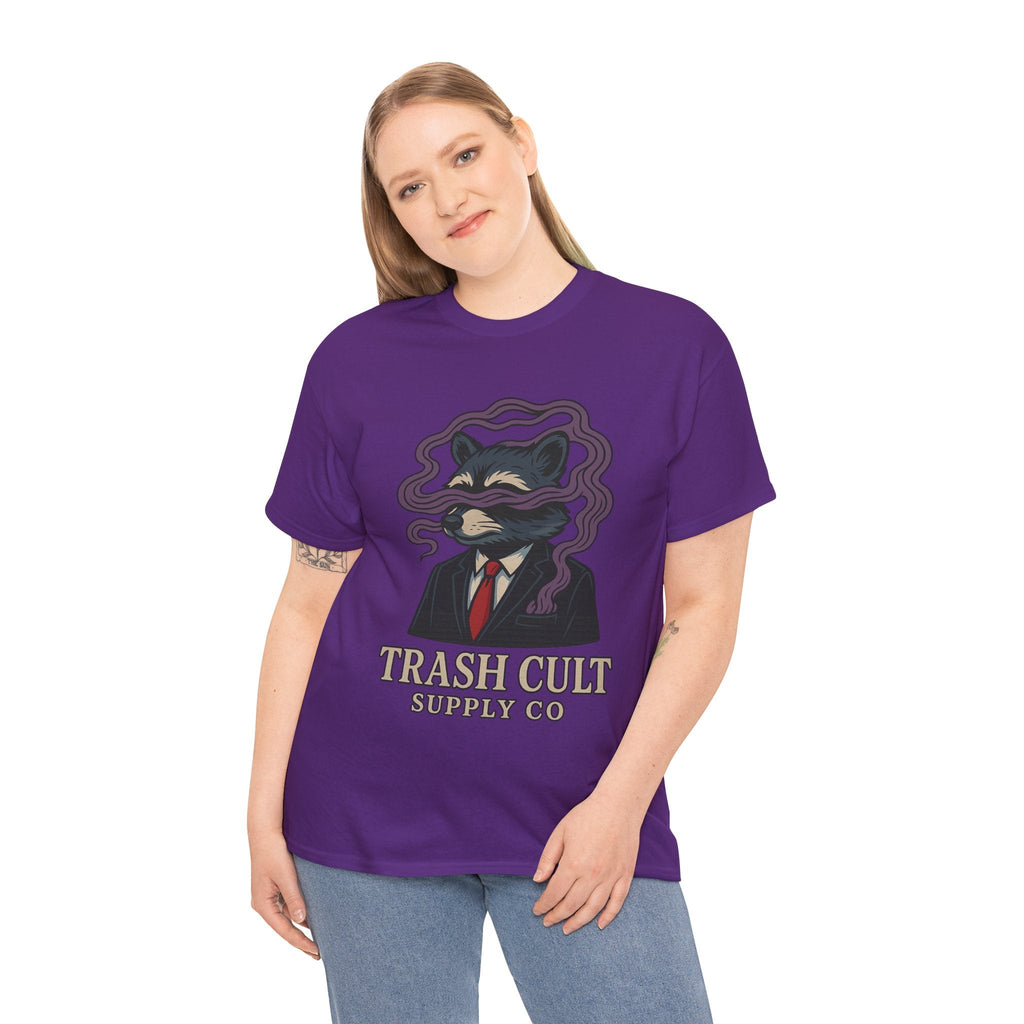 Suited Raccoon Smoke Design – Trash Cult Supply Co | Bold Graffiti Tattoo Tee