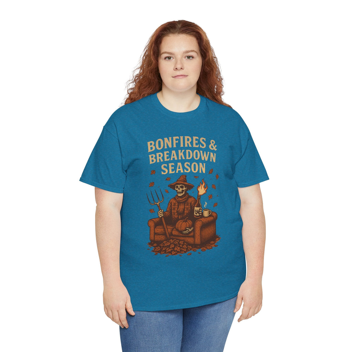 Bonfires & Breakdown Season Shirt – Skeleton Couch Chaos Tee – Fall of Humanity Collection – Trash Cult Supply Co.