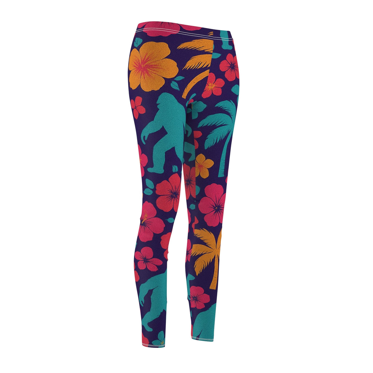Bigfoot Tropical Leggings – Retro Hawaiian All-Over Print for Bold Style & Comfort