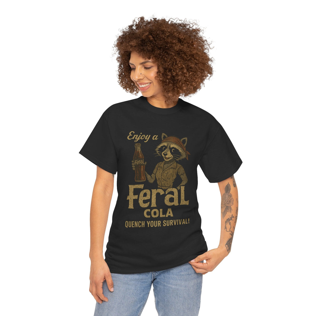 Feral Cola Shirt – Vintage Raccoon Parody Tee – Survival Humor on Gildan 5000
