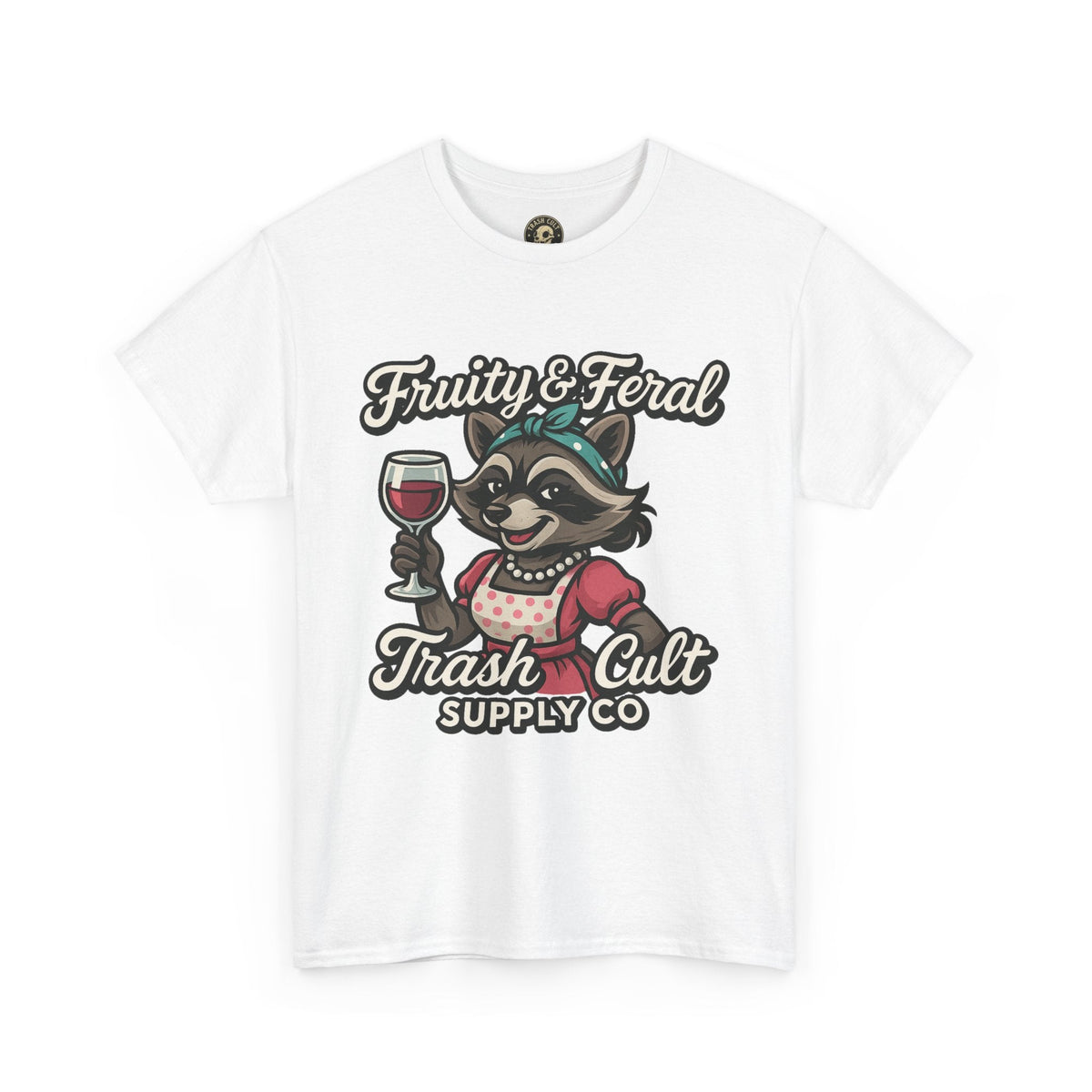 Fruity & Feral Raccoon Housewife Tee – Trash Cult Supply Co. on Gildan 5000