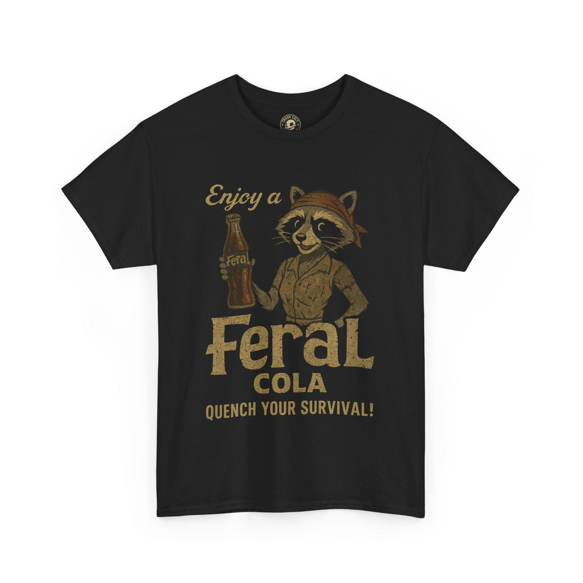 Feral Cola Shirt – Vintage Raccoon Parody Tee – Survival Humor on Gildan 5000