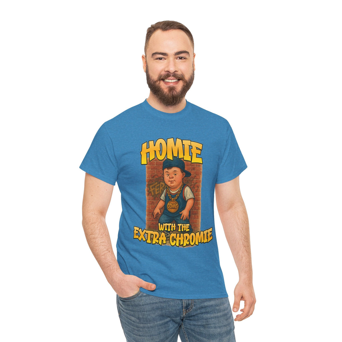 Homie with the Extra Chromie Shirt – Fun Supportive Tee for Down Syndrome Awareness – Gildan 5000