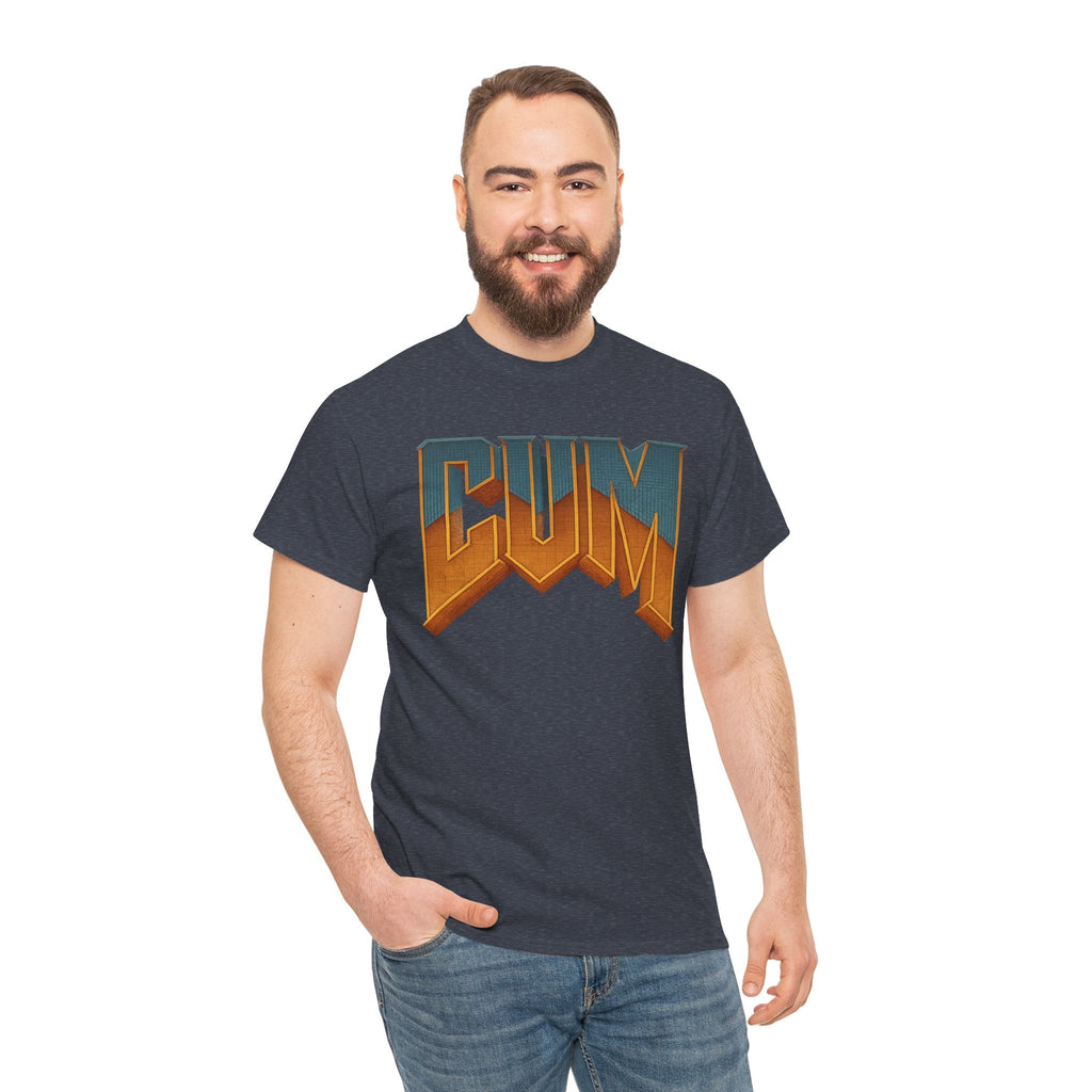 CUM Parody Metal Logo Shirt – Doom-Inspired Retro Gamer Tee on Gildan 5000