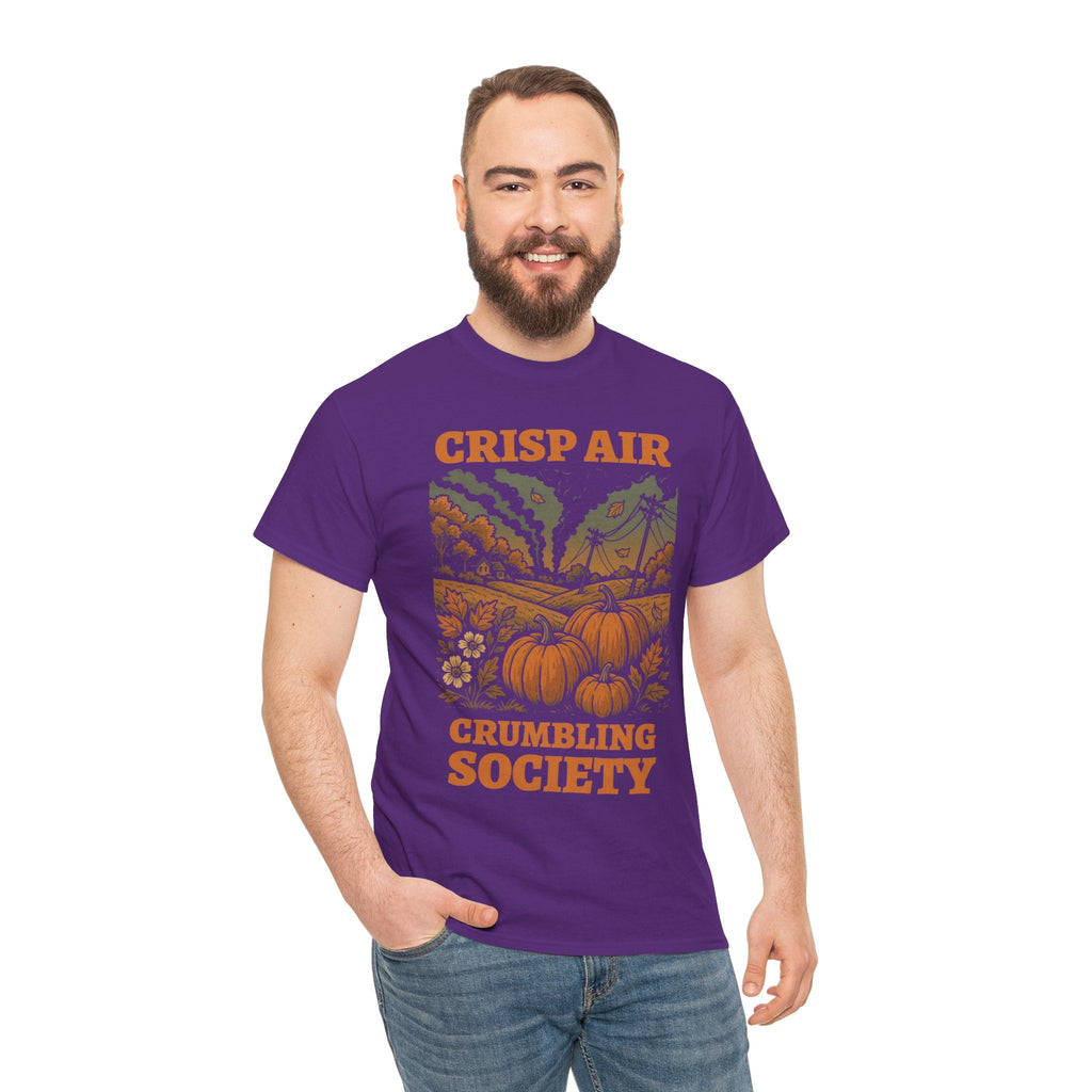Crisp Air Crumbling Society Shirt – Dystopian Fall Pumpkin Tee – Fall of Humanity Collection – Trash Cult Supply Co.