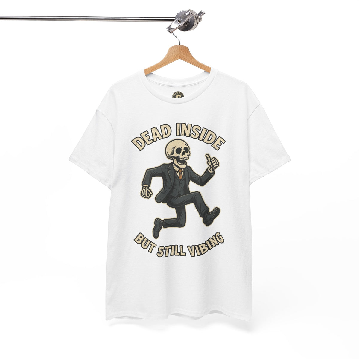 Dead Inside But Still Vibing Skeleton Shirt – Funny Unisex Heavy Cotton Tee