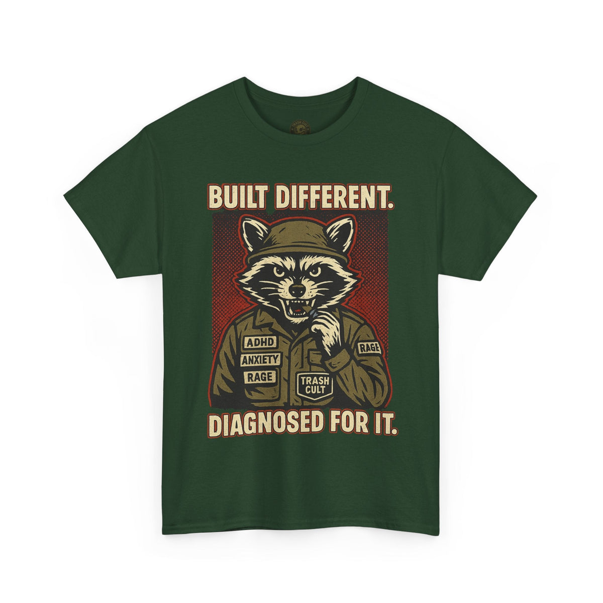 Built Different Diagnosed For It Military Raccoon Shirt – Gildan 5000