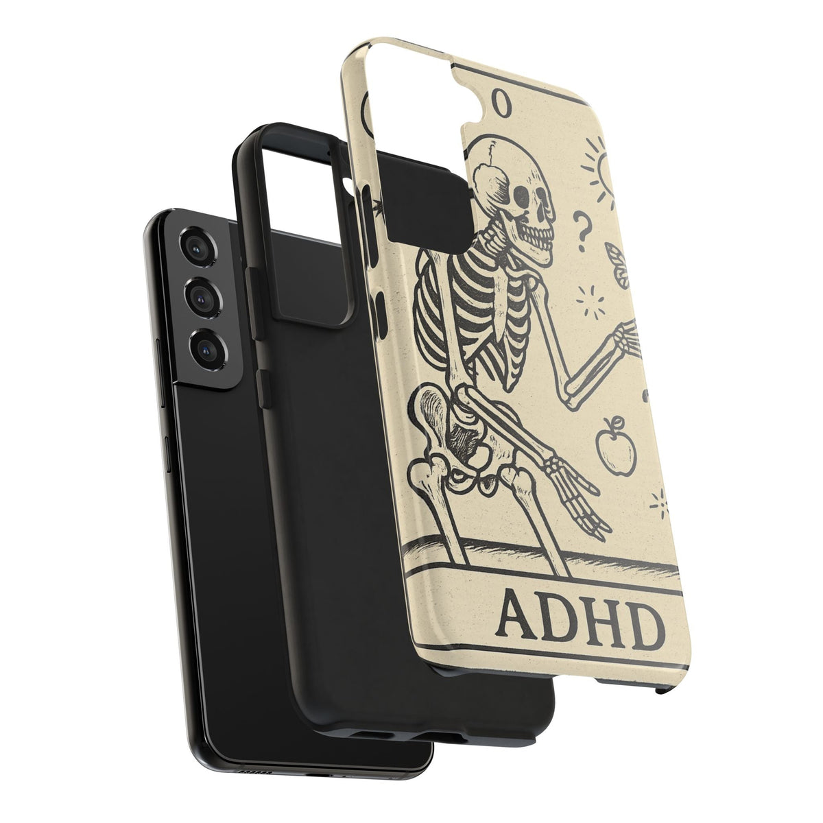 Skeleton ADHD Phone Cases, Unique Phone Cover, Funny ADHD Gift, Quirky Skeleton Design, Cool Accessories for Everyone
