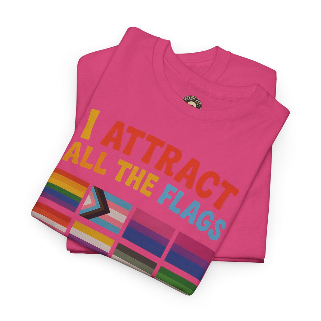 I Attract All The Flags LGBTQ Pride T-Shirt – Funny Inclusivity Shirt – Gildan 5000