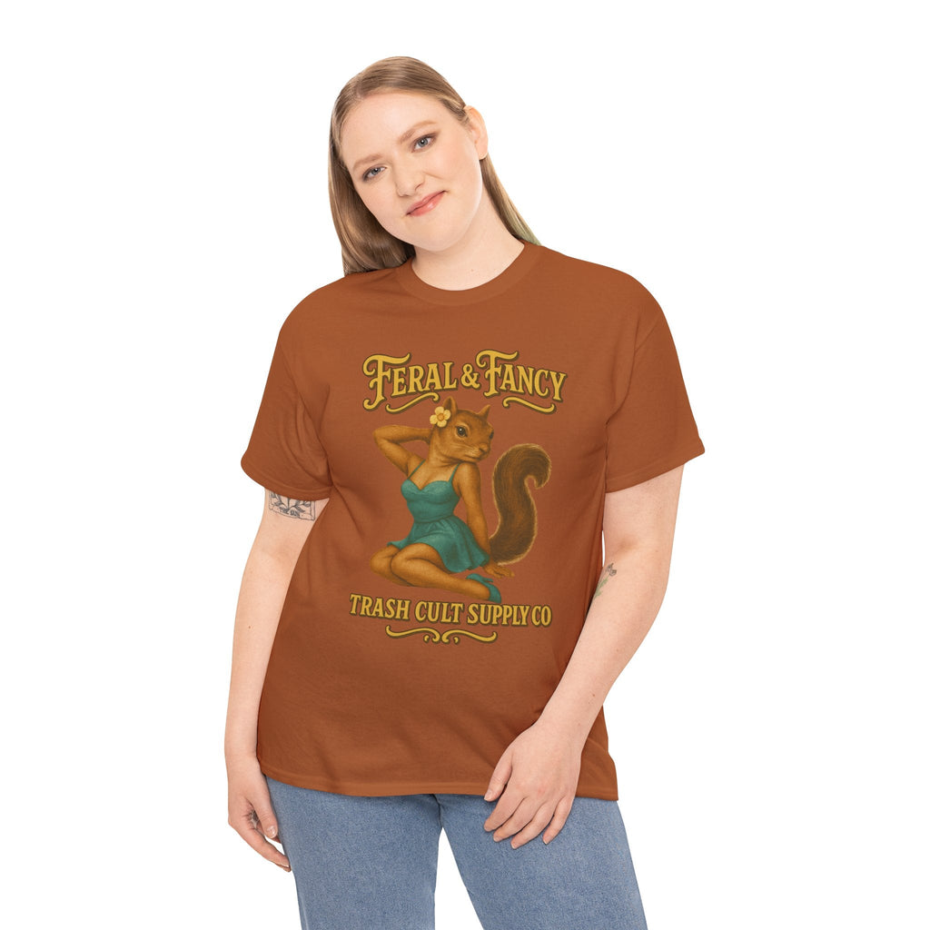 Feral & Fancy Pin-Up Squirrel Shirt – Vintage 1950s Style | Trash Cult Supply Co | Gildan 5000