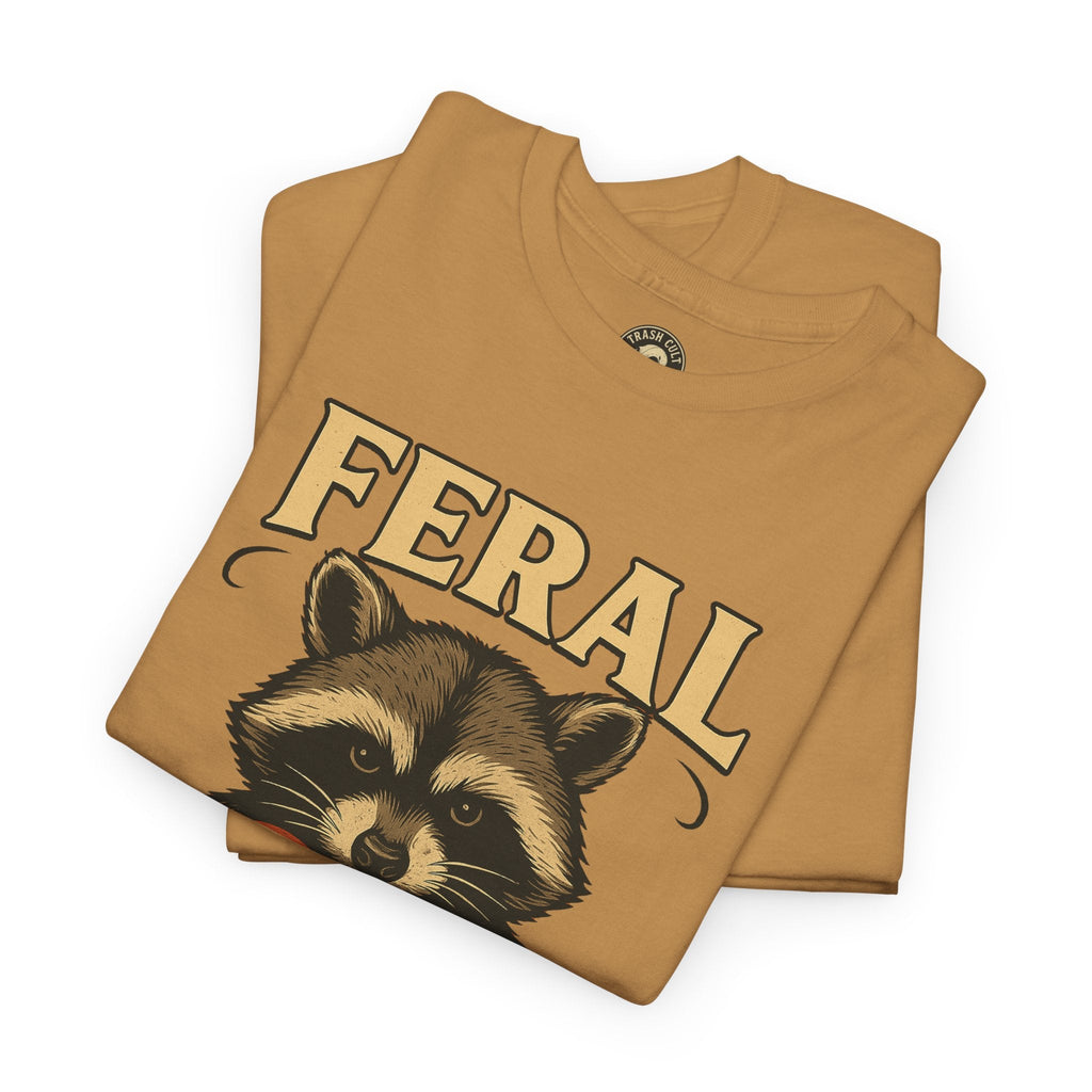 Feral Raccoon Tee - Unisex Heavy Cotton Tee, Cute Animal Shirt, Trendy Graphic Tee, Fun Gift for Animal Lovers, Casual Everyday Wear