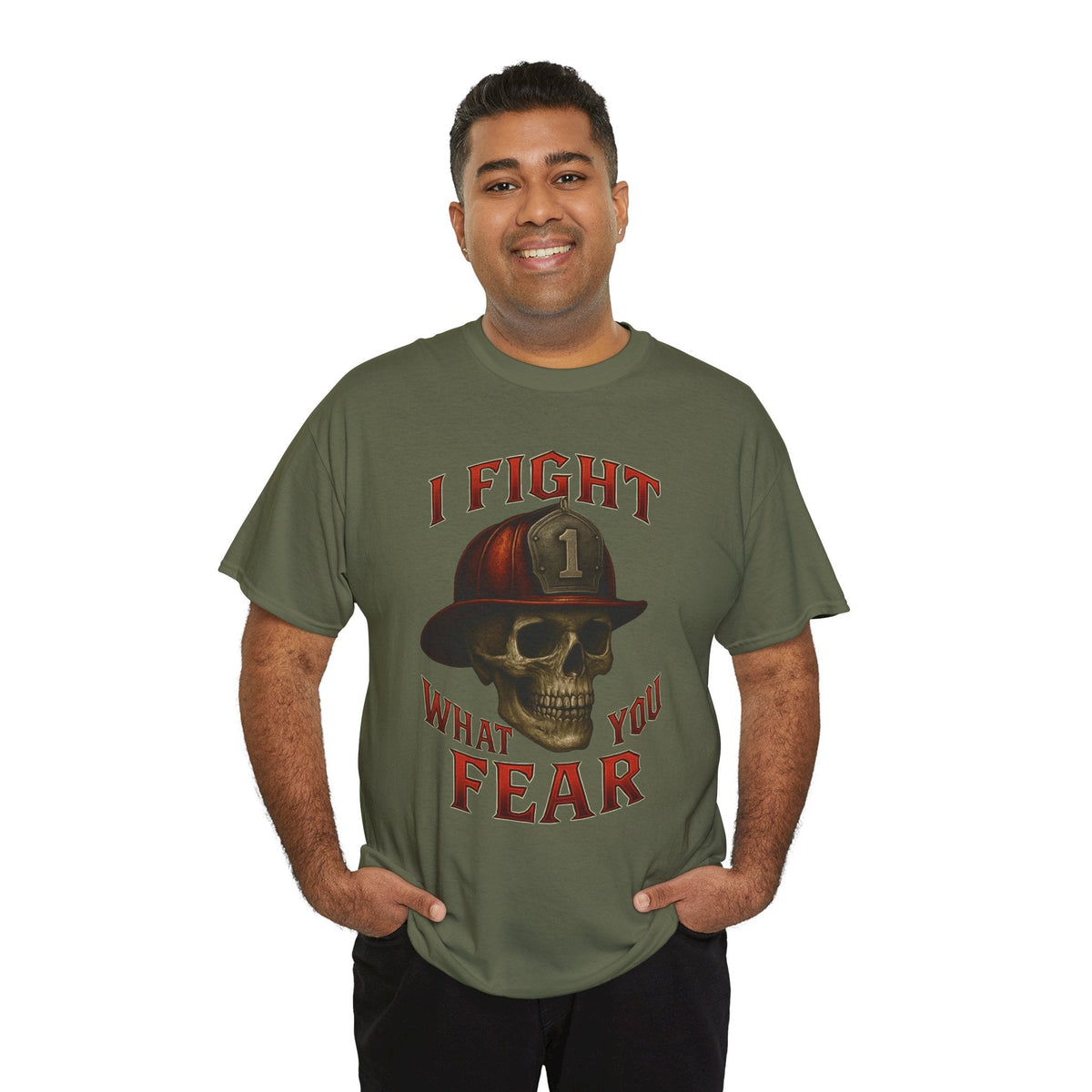 Skull Firefighter Tee - I Fight What You Fear, Casual Shirt, Gift for Firefighters, Halloween Costume, Unisex Apparel