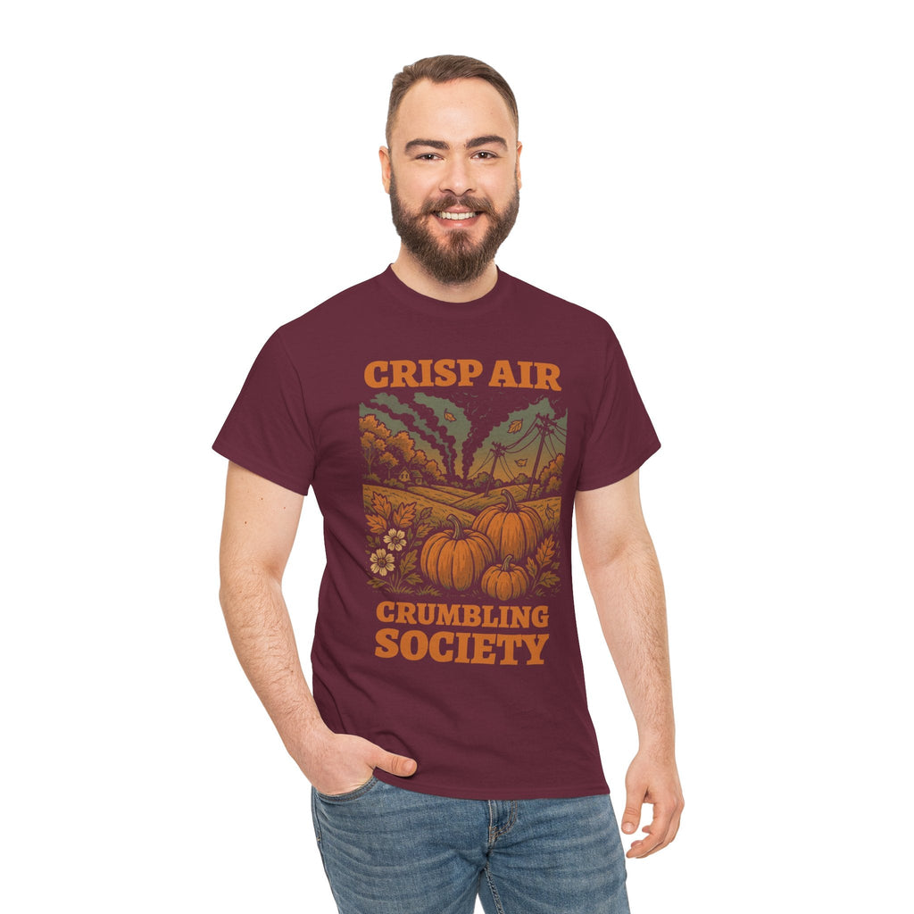 Crisp Air Crumbling Society Shirt – Dystopian Fall Pumpkin Tee – Fall of Humanity Collection – Trash Cult Supply Co.